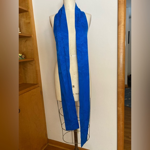 Stanley Sherman Vibrant Royal Blue Jumpsuit 2pc Silk Rose Jacquard Pattern - Picture 15 of 15